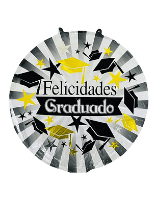 Globo Foil Metálico Felicidades Graduado 45cm con Helio