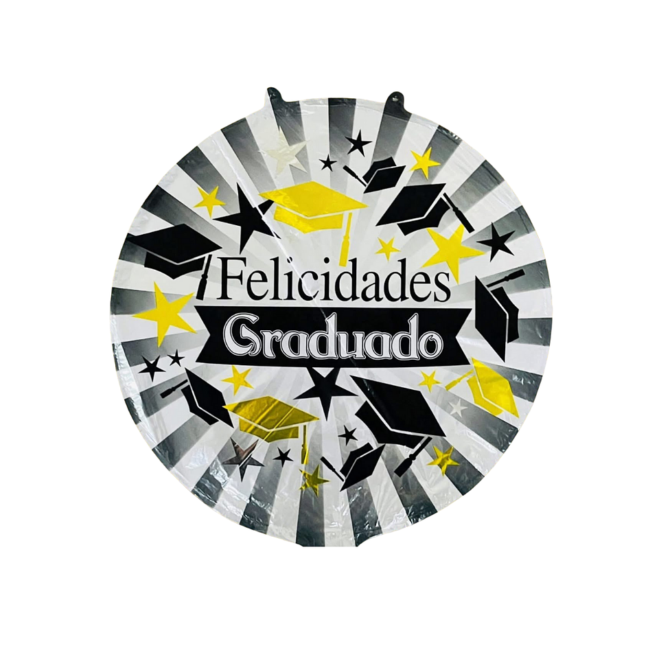 Globo Foil Metálico Felicidades Graduado 45cm con Helio 1