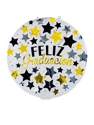 Globo Foil Metálico Feliz Graduación 45cm con Helio