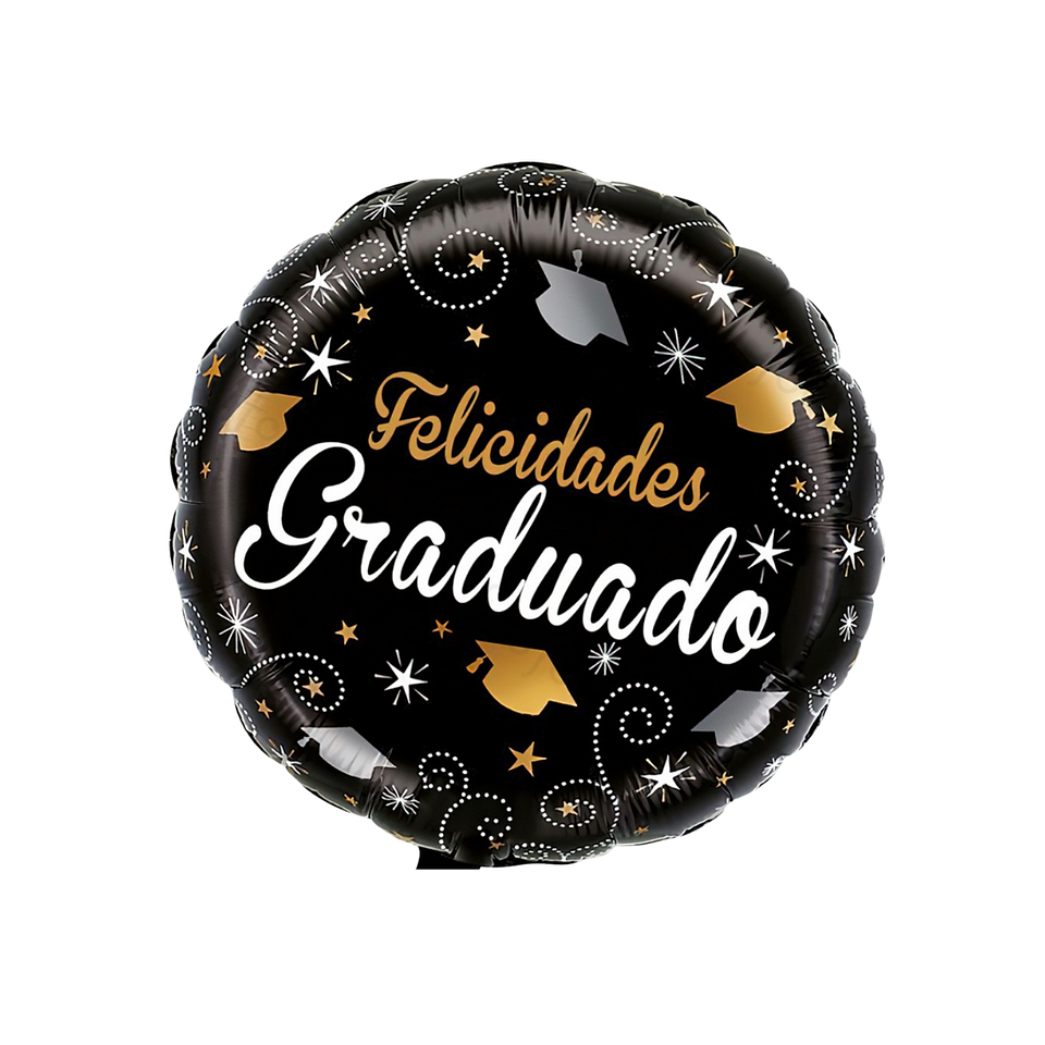 Globo Foil Metálico Felicidades Graduado 45cm con Helio  2