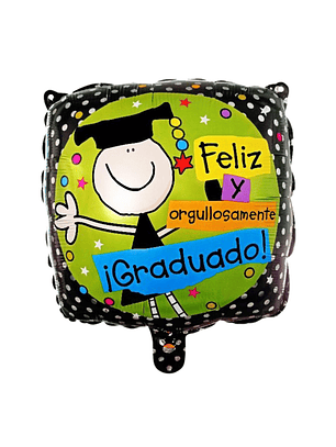 Globo Foil Metálico Feliz y Orgullosamente Graduado con Helio