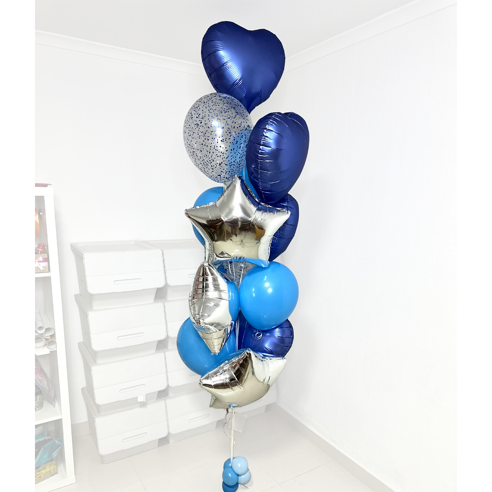 Globo Metálico Corazón Azul Oscuro 45cm con Helio 2