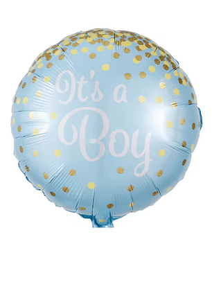 Globo Foil Metálico Redondo Its a Boy 45cm con Helio
