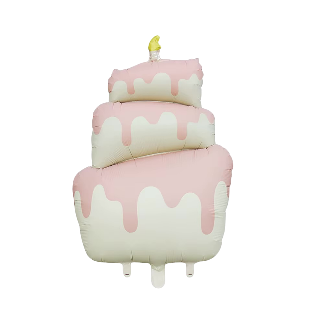 Globo Metálico Pastel de Cumpleaños con Helio Rosado 96cm 1