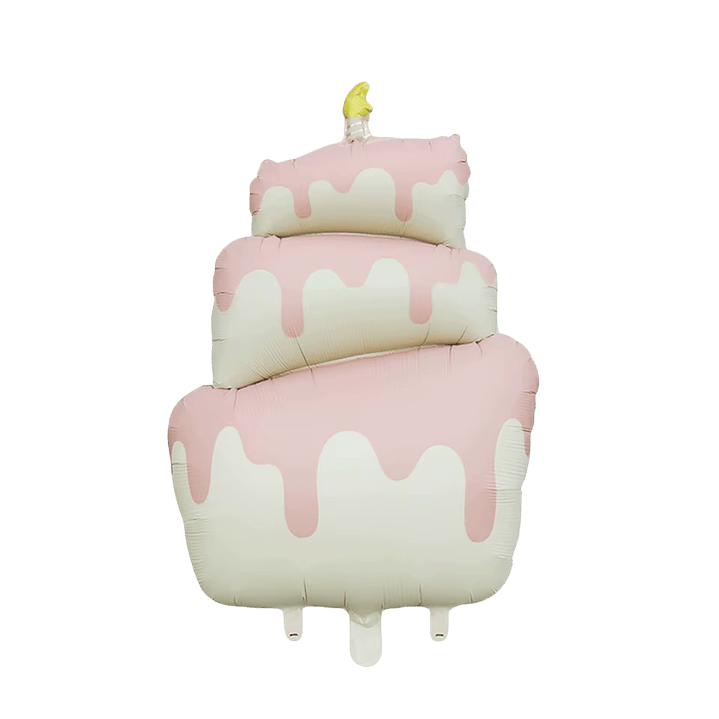 Globo Metálico Pastel de Cumpleaños con Helio Rosado 96cm 1