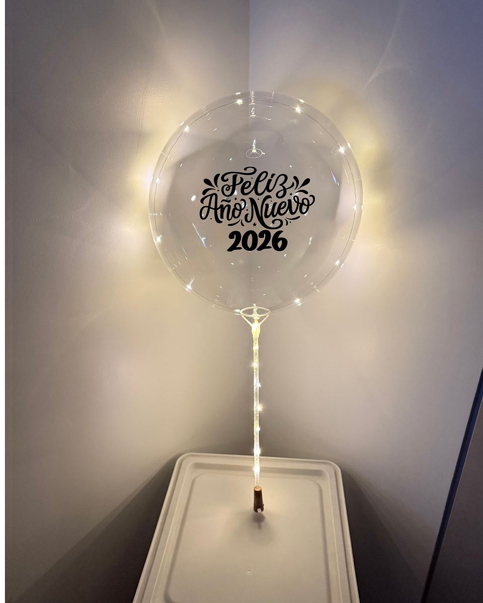 Globo burbuja Luz Hada con Varilla Luminoso Feliz Año Nuevo 1