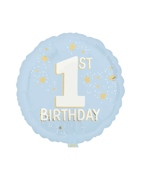 Globo Metálico Cumpleaños 1 con Helio 45cm 18"