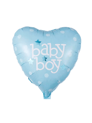 Globo Metálico Corazón Baby Boy con Helio 45cm 18