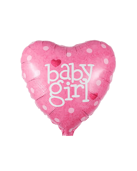 Globo Metálico Corazon Baby Girl con Helio 45cm 18"