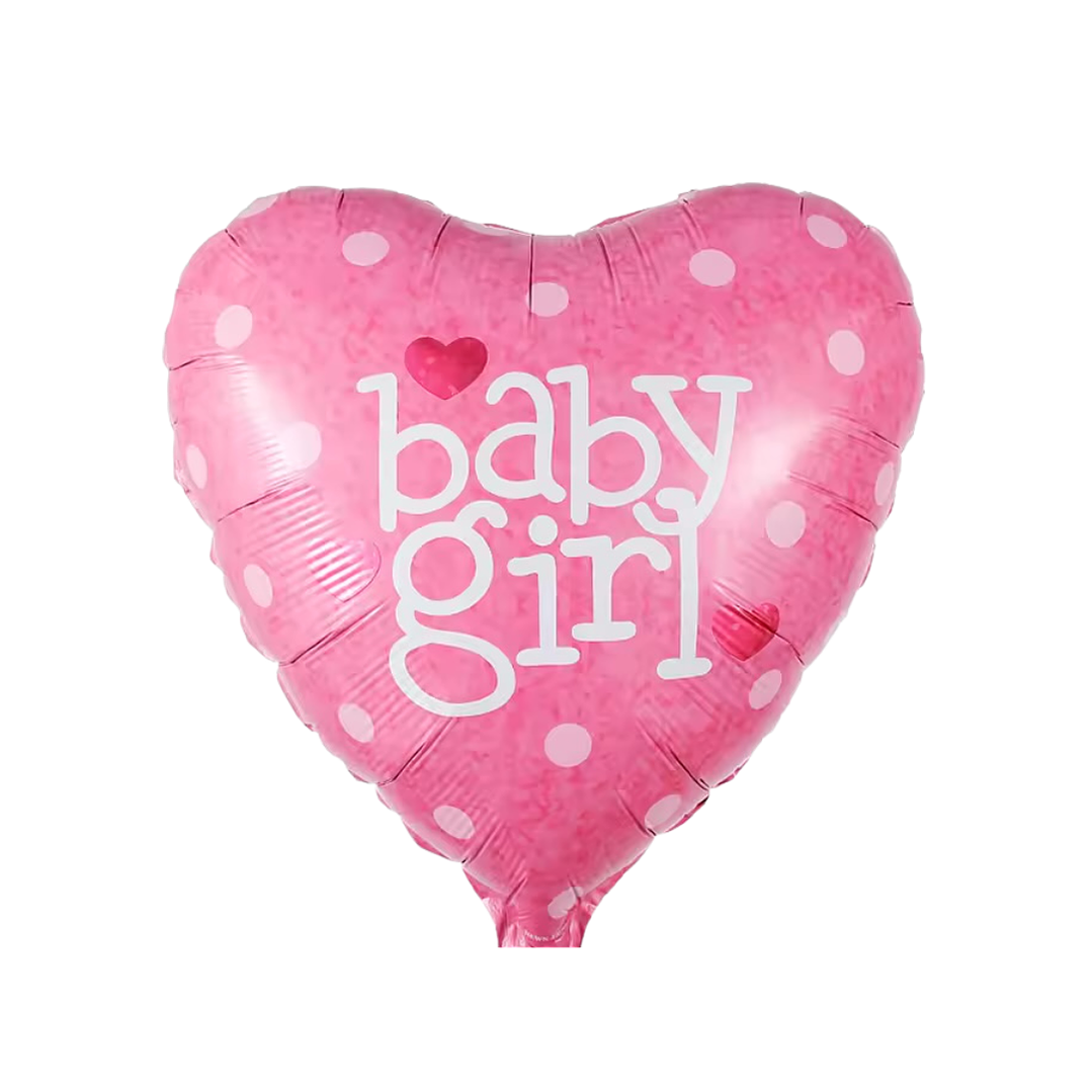 Globo Metálico Corazon Baby Girl con Helio 45cm 18