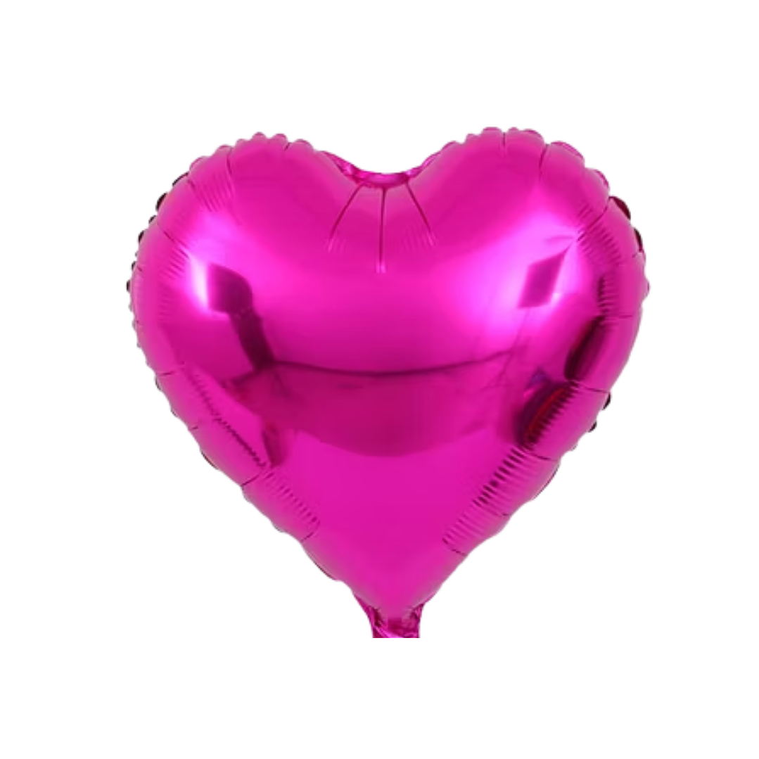 Globo Metálico Corazón Fucsia con Helio 45cm 18''  1