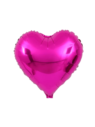 Globo Metálico Corazón Fucsia con Helio 45cm 18'' 