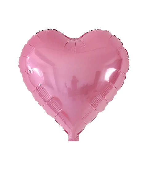 Globo Metálico Corazón Rosado con Helio 45cm 18'' 