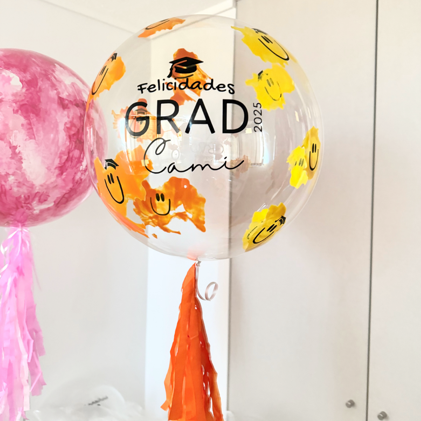 Globo Burbuja Personalizado con Helio Caritas Felices 2