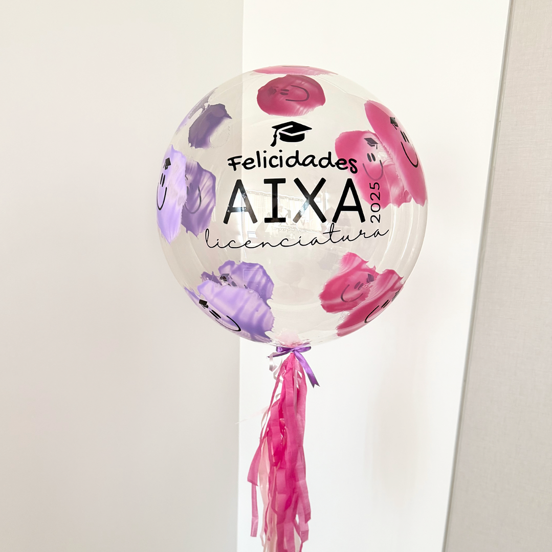 Globo Burbuja Personalizado con Helio Caritas Felices 1