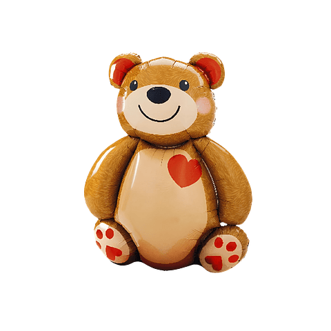 Globo Metálico Foil Oso Teddy Corazon Rojo 91cm con Helio