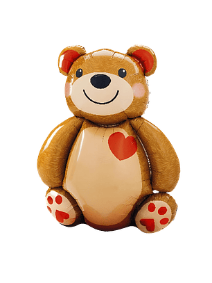 Globo Metálico Foil Oso Teddy Corazon Rojo 91cm con Helio