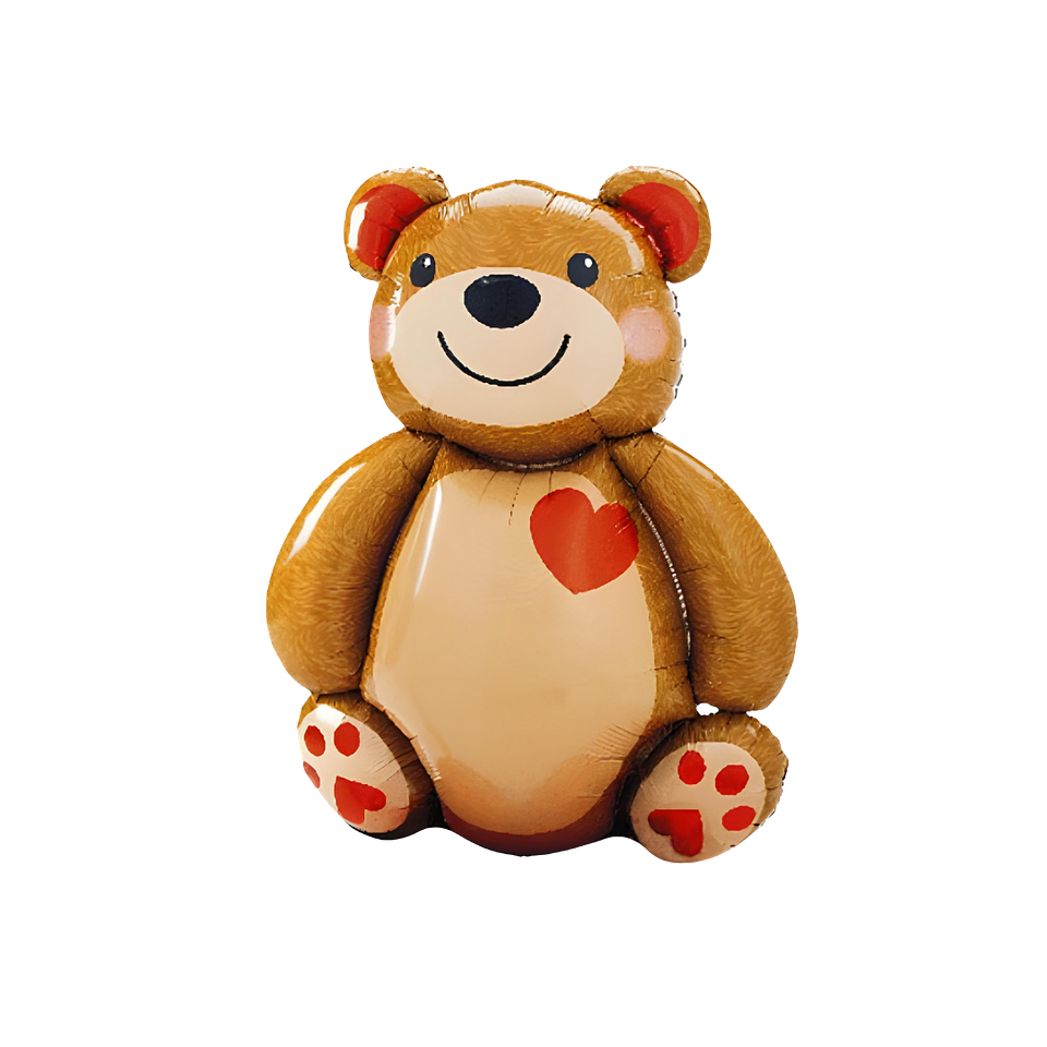 Globo Metálico Foil Oso Teddy Corazon Rojo 91cm con Helio 1