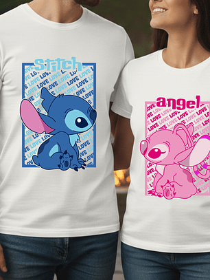Pack Poleras Dúo Stitch y Angel – Algodón Premium para Parejas