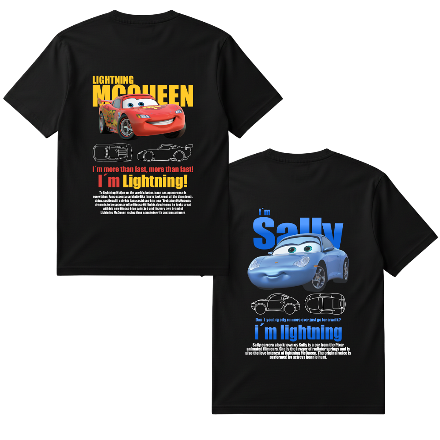 Pack 2 Poleras Pareja - Mc queen y Sally  1