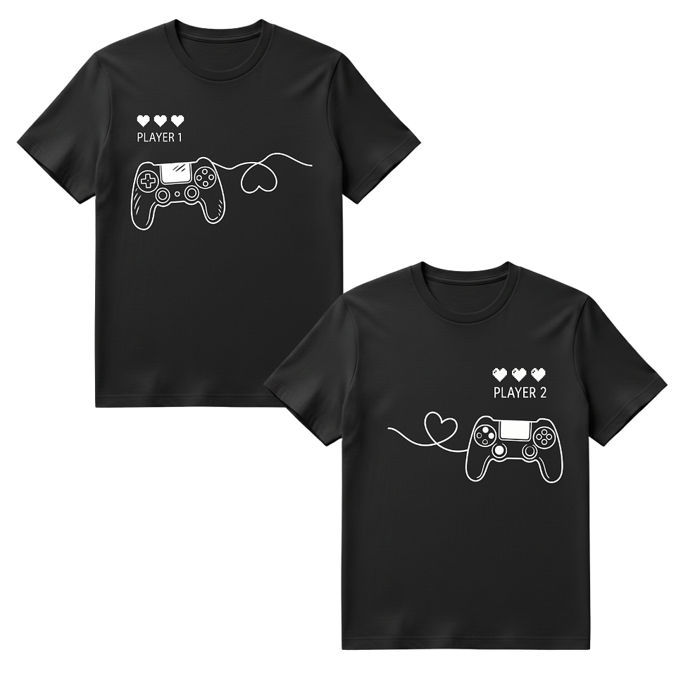 Pack 2 Poleras Gamer Pareja - Player 1 & Player 2 