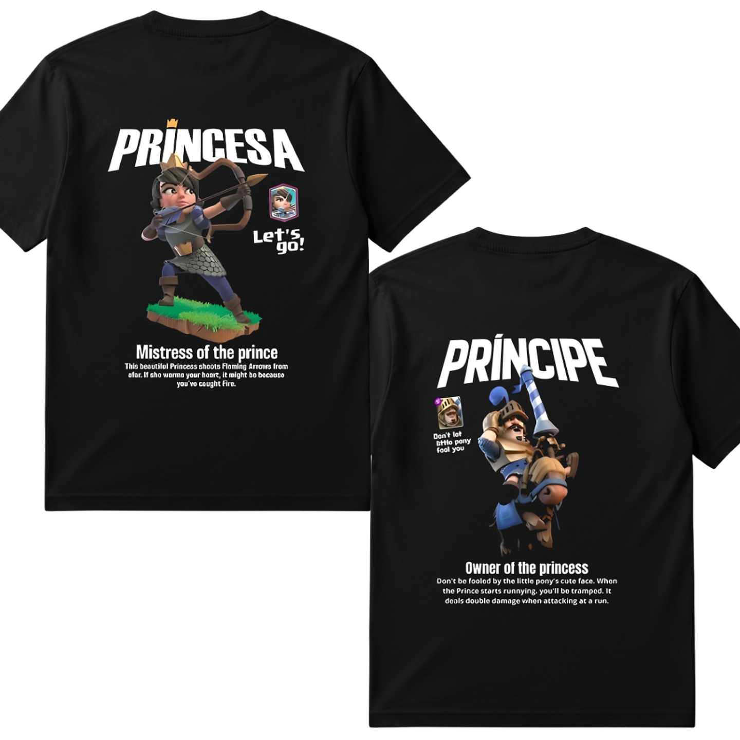 Poleras Dúo Clash Royale - Pack Pareja Princesa y Príncipe 1
