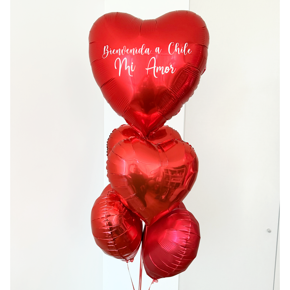 Globo Corazón Personalizado + 4 globos corazón con Helio 2