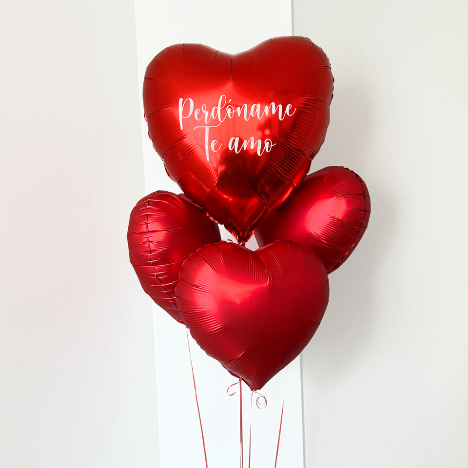 Globo Corazón Personalizado + 3 globos corazón con helio 1