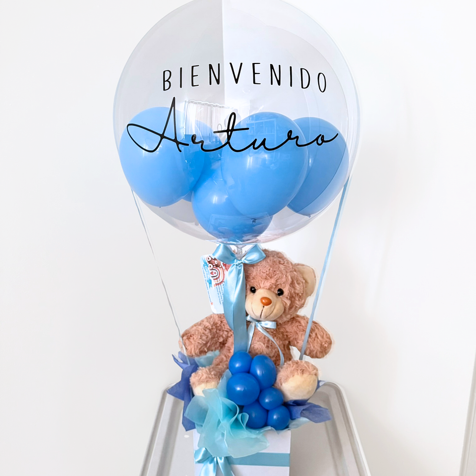 Box Oso Peluche con Globo Burbuja Personalizado  1