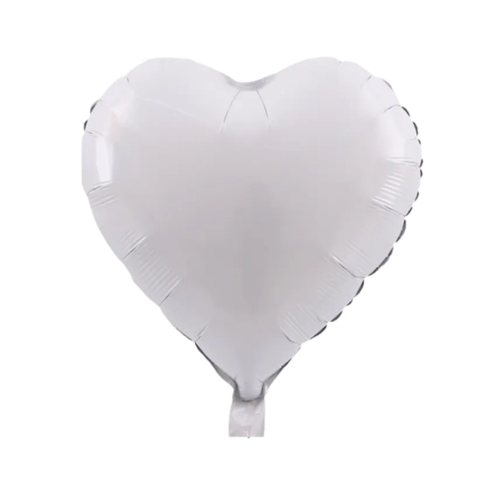 Globo Foil Metálico Corazón Blanco 45cm 18