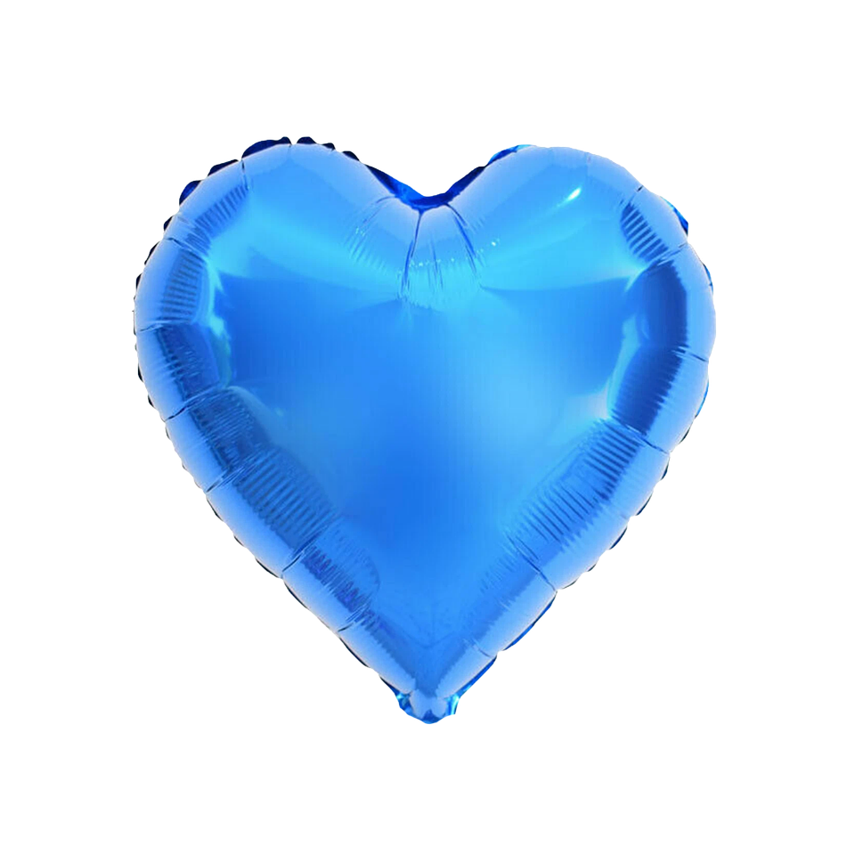 Globo Foil Metálico Corazón Azul Electrico 45cm 18