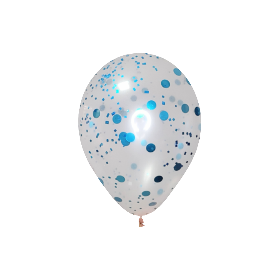 Globo Látex Confeti Azul 30cm con Helio 1