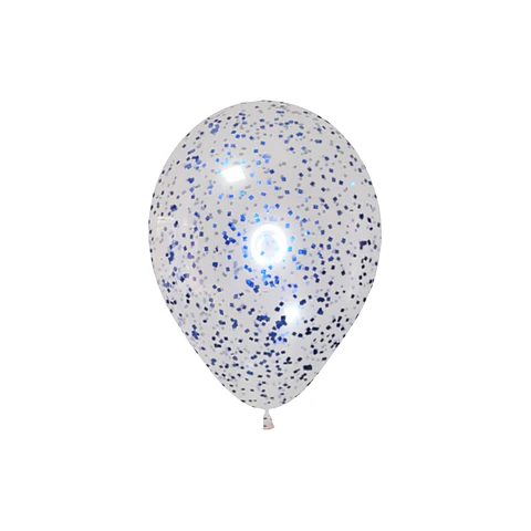 Globo Látex Confeti Azul Rey 30cm con Helio
