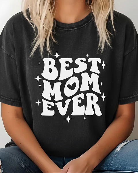 Polera "Best Mom Ever" Estilo Retro Groovy — Regalo Día de las Madres 