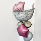 Bouquet Cochecito de Bebé Niña con Globos Metálicos | Baby Shower y Bienvenida - Miniatura 1