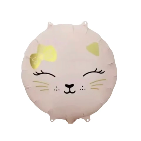 Globo Metálico Gato Rosado Lazo con Helio 45cm