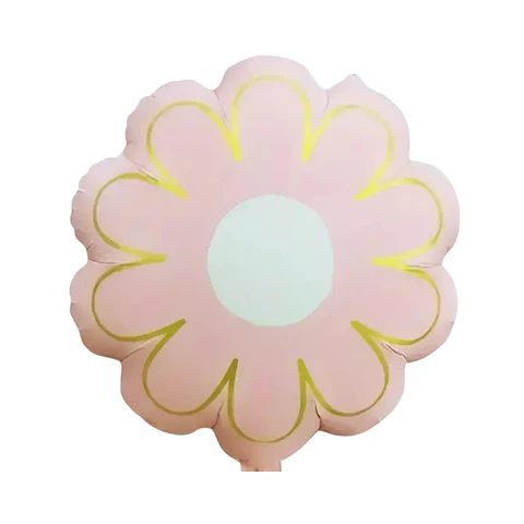 Globo Metálico Flor Rosada con Helio