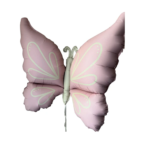 Globo Metálico Mariposa Rosa con Helio | Tendencia