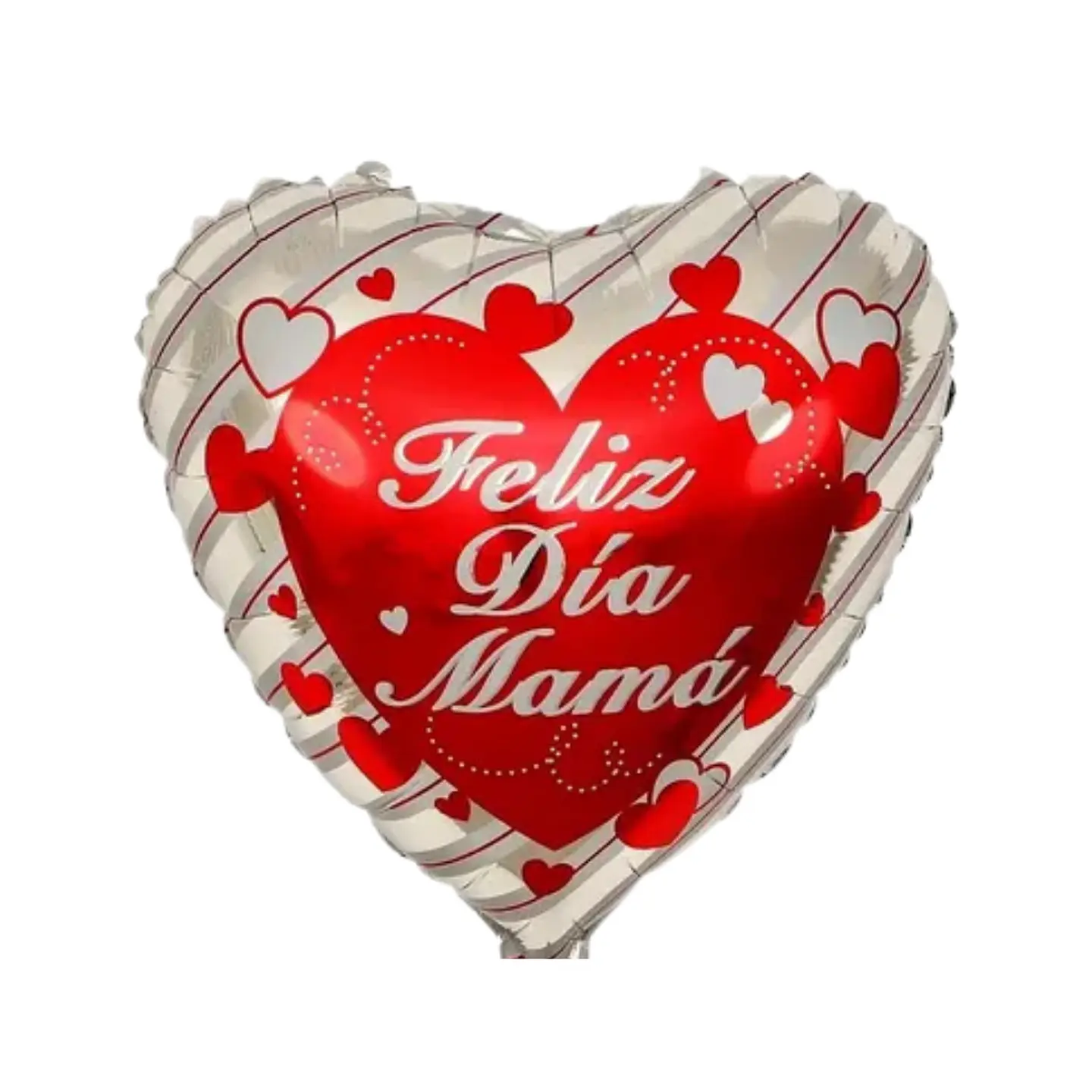 Globo Metálico Corazón Feliz Día Mamá Plateado con Helio 1