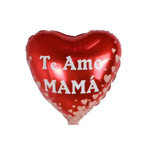 Globo Metálico Corazón Rojo Te Amo Mamá con Helio