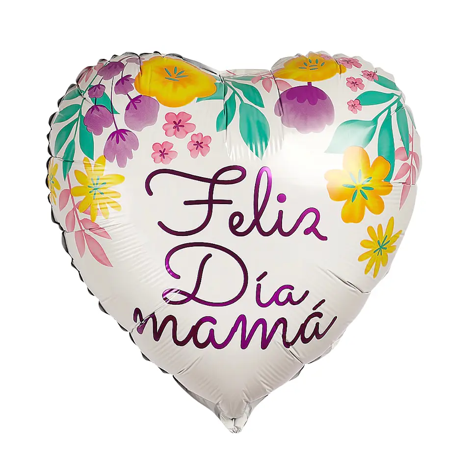 Globo Metálico Corazón Blanco Feliz Día Mamá con Helio 1