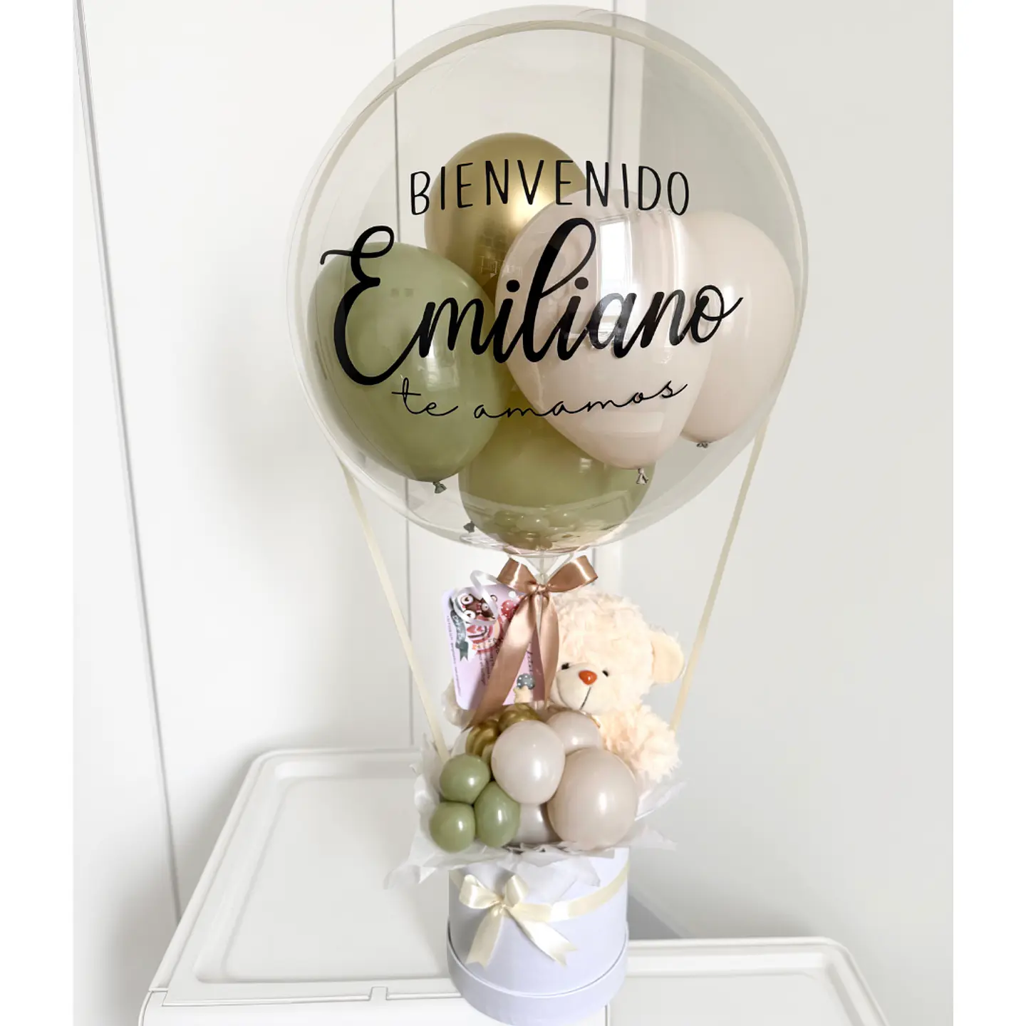 Box Oso Peluche con Globo Burbuja Personalizado  10