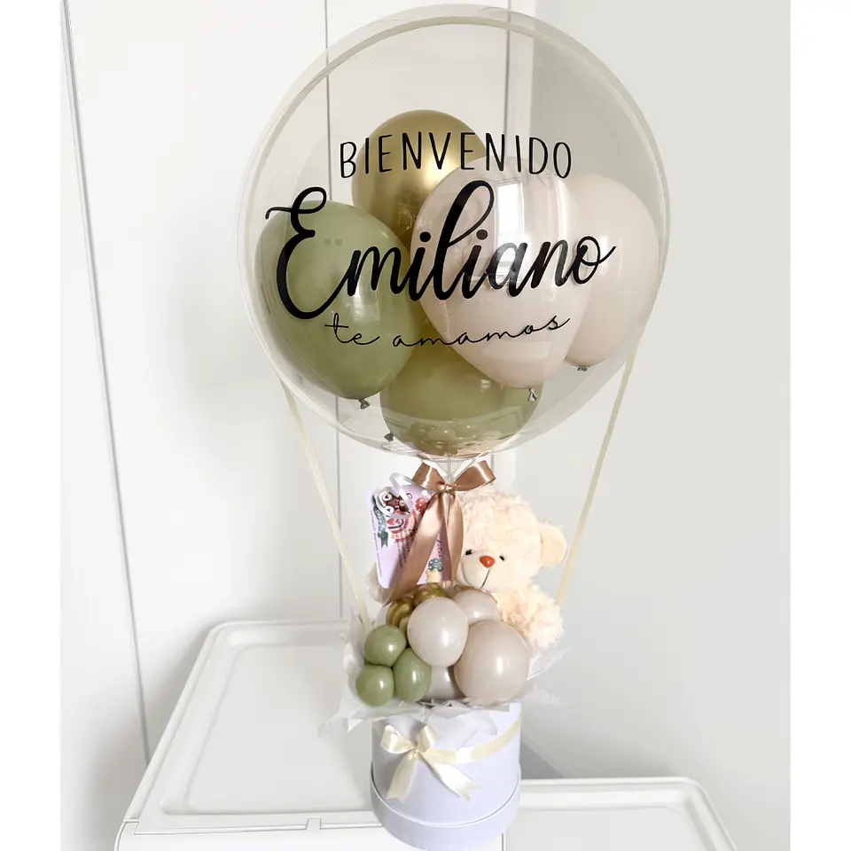 Box Oso Peluche con Globo Burbuja Personalizado  10