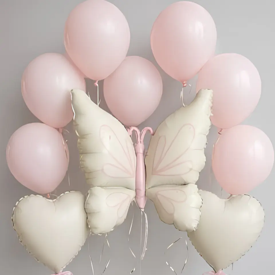 Globo Metálico Mariposa Beige con Helio 94cm | Tendencia 3