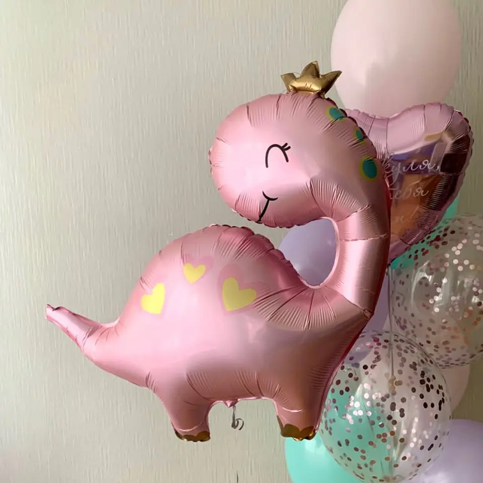 Globo Metálico Dinosario Rosado 96cm con Helio | Tendencia 2