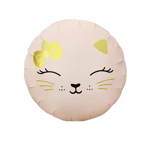 Globo Metálico Gata Rosada con Helio 45cm