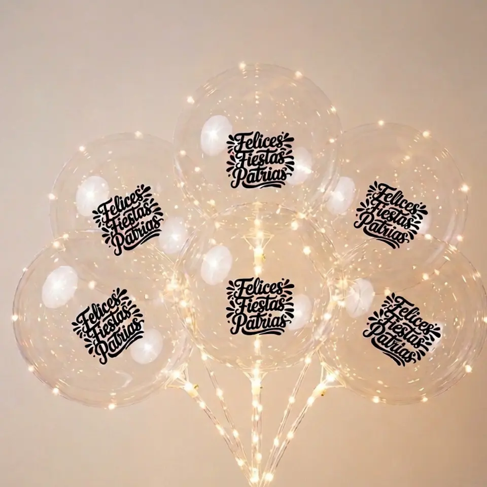 Pack 12 Globos Burbuja con Varilla y Luz hada - Especial Fiestas Patrias 2