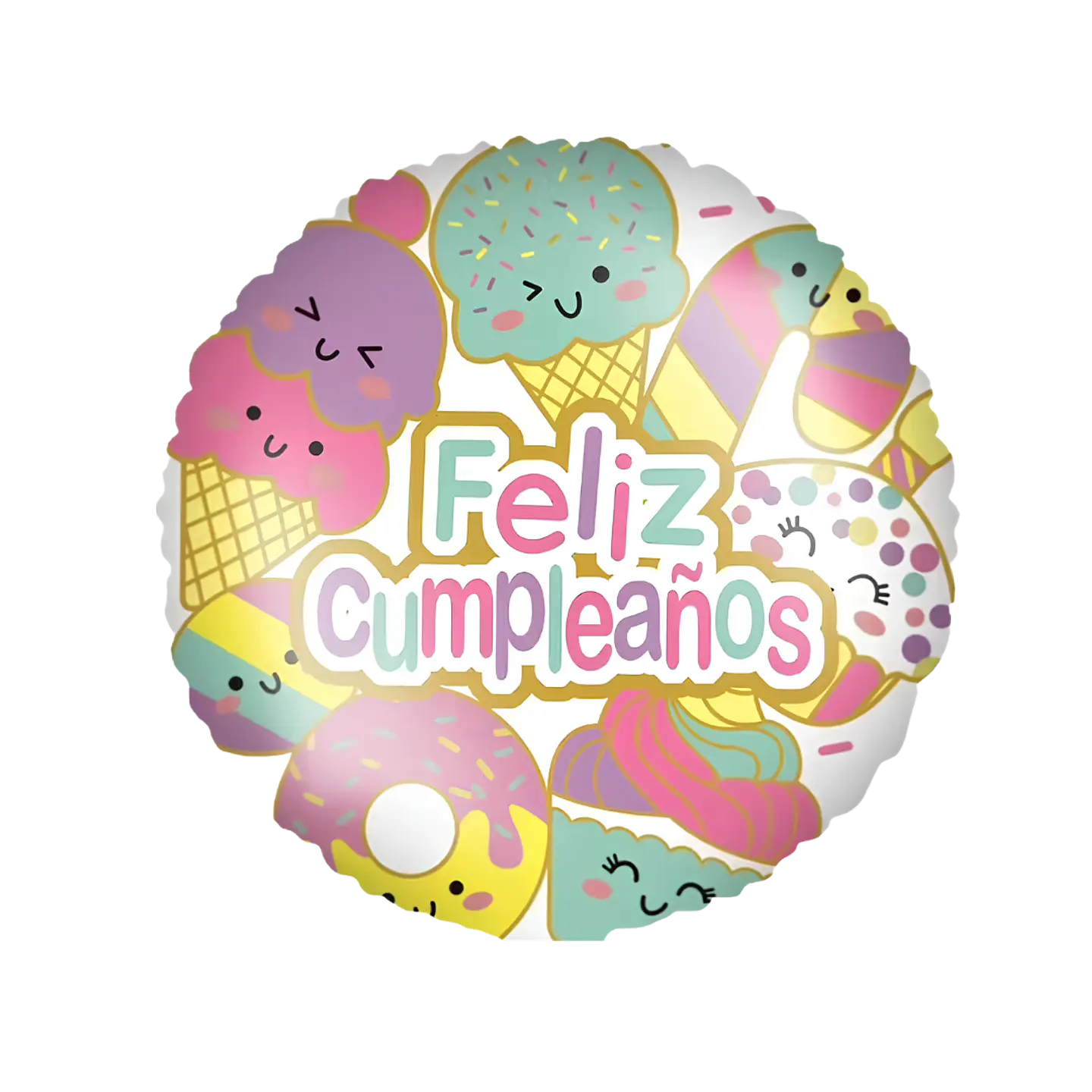 Globo Metálico Feliz Cumpleaños Dulces con Helio 45cm 1