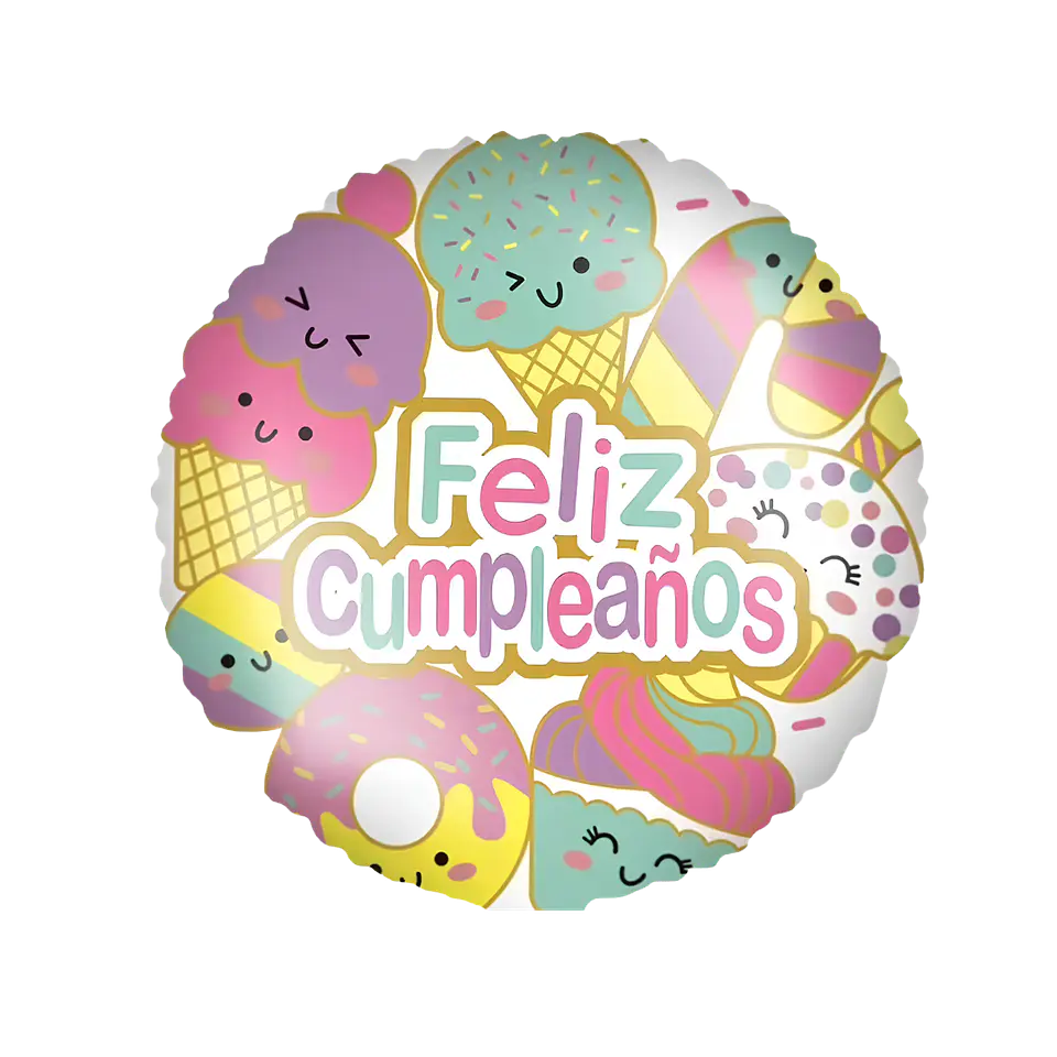 Globo Metálico Feliz Cumpleaños Dulces con Helio 45cm 1