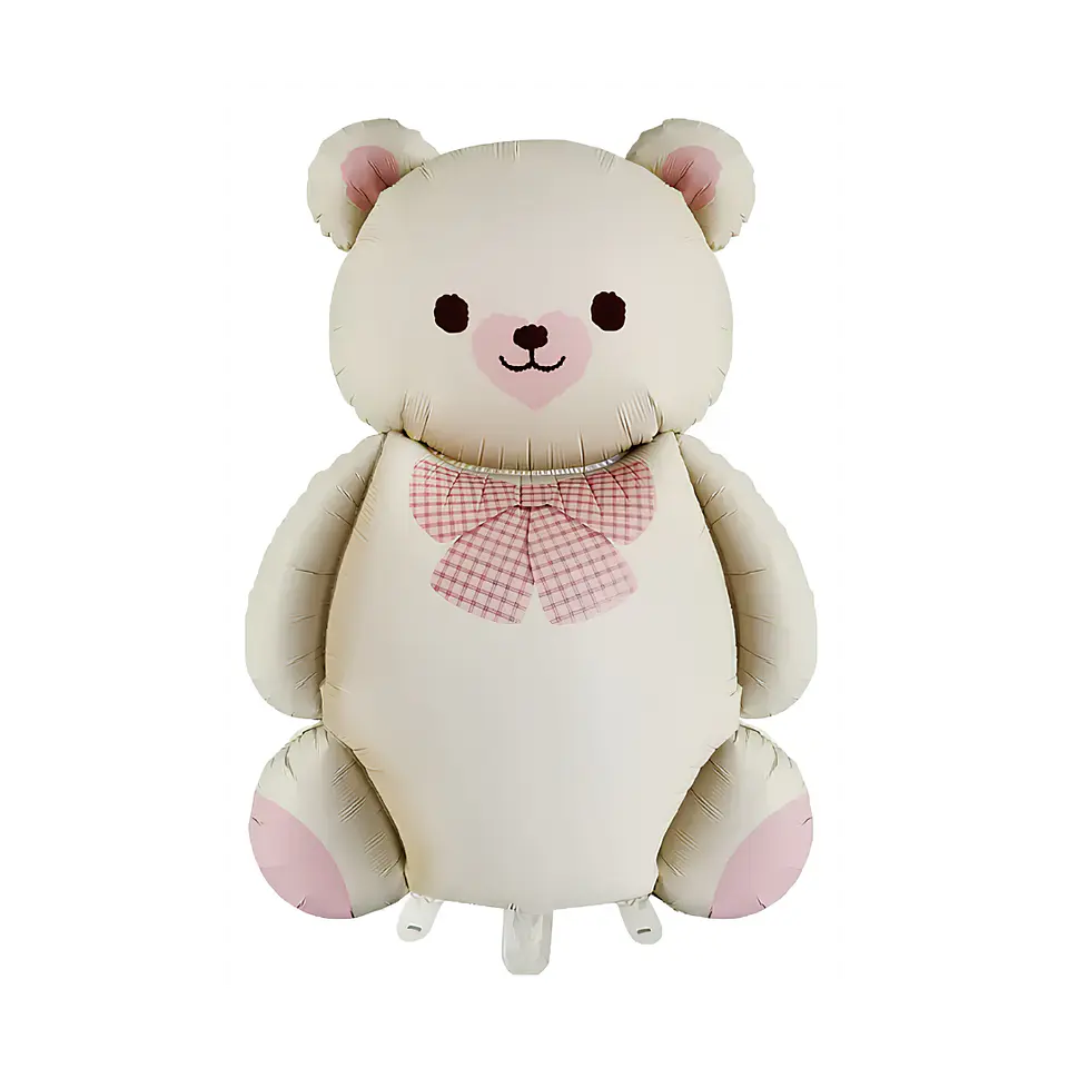 Globo Oso Teddy Arena y Rosado con Helio 90cm 1
